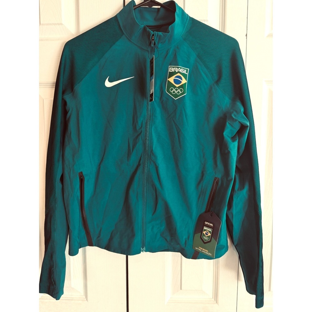 NEW Nike Brazil Official Olympic Team Teal Jacket Women's Size Medium 807370-346